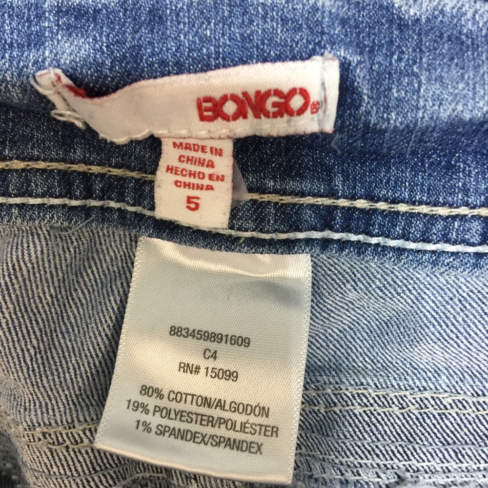 Bongo Womens Low Rise Flare Jeans Medium Wash Embellished Pockets Size 5 - Picture 7 of 8